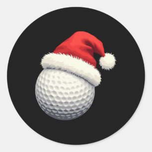 Funny Christmas Golf Santa Ball With Hat In Xmas  Classic Round Sticker