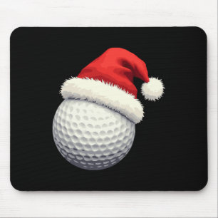 Funny Christmas Golf Santa Ball With Hat In Xmas Mouse Pad