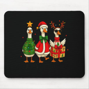 Funny Christmas Goose Jolly Geese Santa Reindeer X Mouse Pad