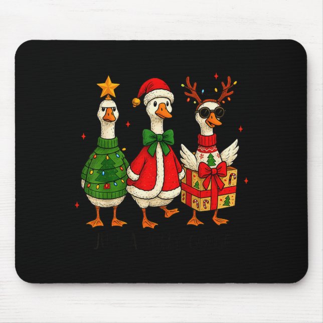 Funny Christmas Goose Jolly Geese Santa Reindeer X Mouse Pad (Front)