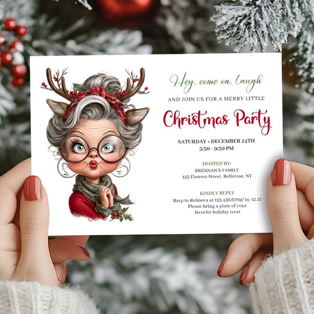 Funny Christmas Granny Festive Party Invitation (Funny Christmas Granny Festive Party Invitation)