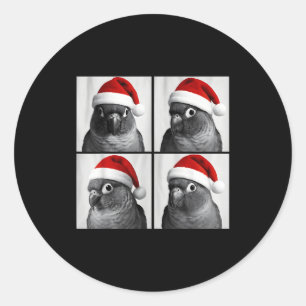 Funny Christmas Green Cheek Conure Santa Photo Boo Classic Round Sticker