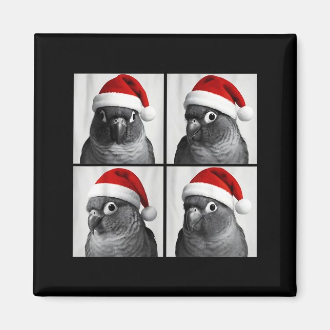 Funny Christmas Green Cheek Conure Santa Photo Boo Magnet (Front)