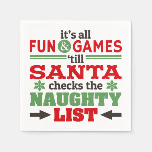 Funny Christmas Greeting Typography in Red/Green Napkin