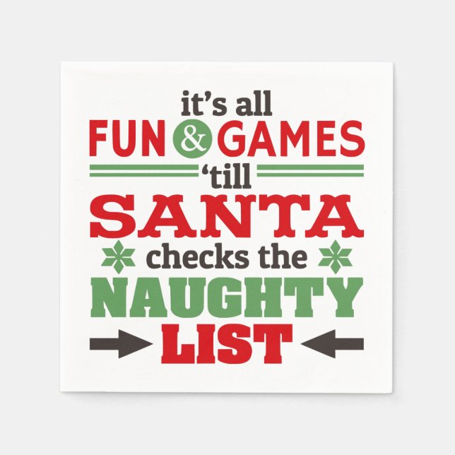 Funny Christmas Greeting Typography in Red/Green Napkin (Front)