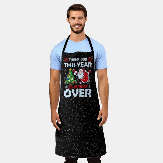 funny Christmas grouch word art Santa Apron (Worn)