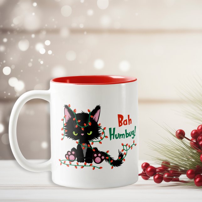 Funny Christmas Grumpy Cat Bah Humbug Two-Tone Coffee Mug (Funny Christmas Grumpy Cat Bah Humbug Two-Tone Coffee Mug)