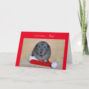 Funny Christmas Guinea Pig ate Santa customised Holiday Card