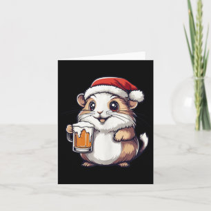 Funny Christmas Hamster With Beer Comic Card