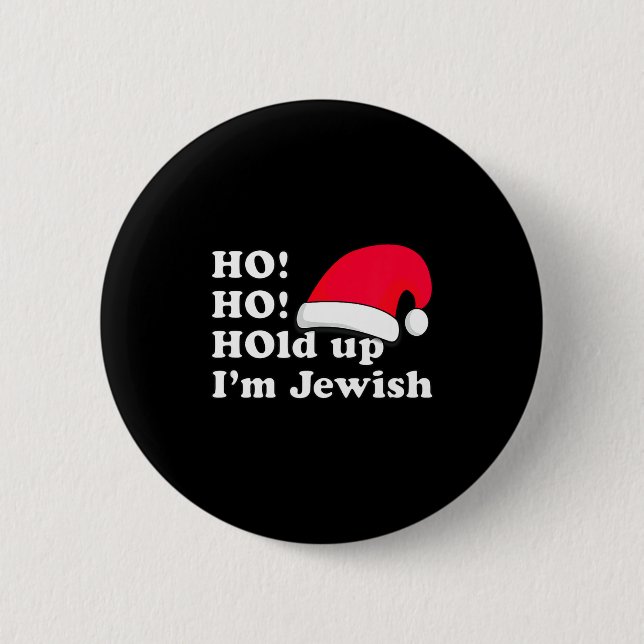Funny Christmas Hat Design For Irreverent Jewish P 6 Cm Round Badge (Front)