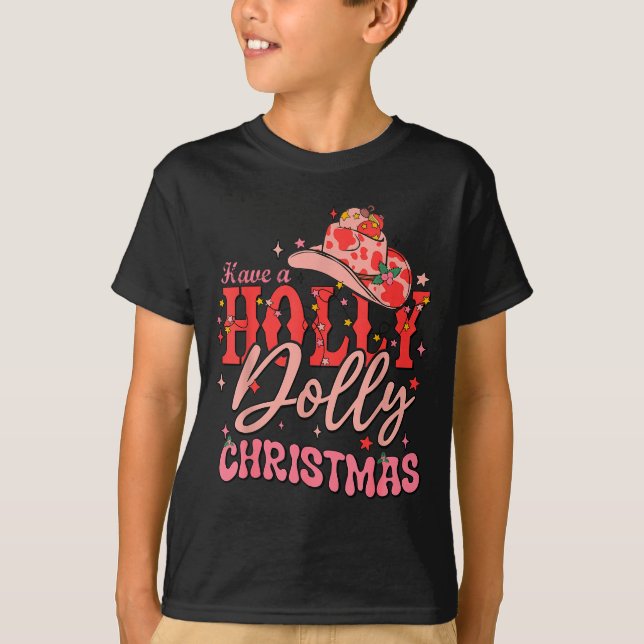 Funny Christmas Have A Holly Christmas Jolly Cowgi T-Shirt (Front)