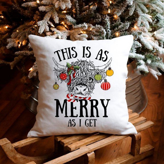 Funny Christmas Highland Cow Cushion (funny christmas highland cow pillow)
