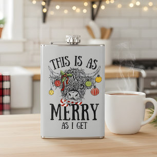 Funny Christmas Highland Cow Hip Flask