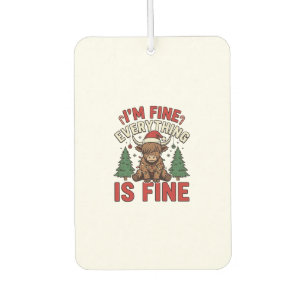 Funny Christmas Highland Cow I’m Fine Everything I Car Air Freshener