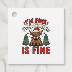 Funny Christmas Highland Cow I’m Fine Everything I Favour Tags