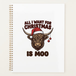 Funny Christmas Highland Cow Moo Shirt Design_1 Planner