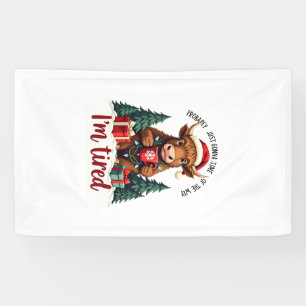 Funny Christmas Highland Cow Vintage Holiday Quote Banner