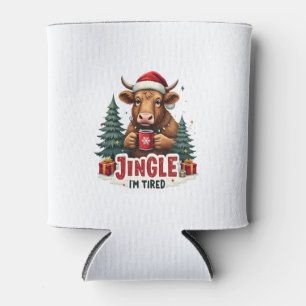 Funny Christmas Highland Cow Vintage Holiday Quote Can Cooler