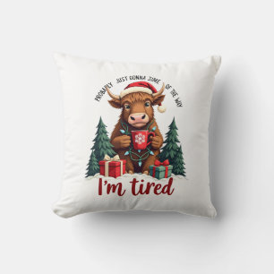 Funny Christmas Highland Cow Vintage Holiday Quote Cushion