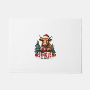 Funny Christmas Highland Cow Vintage Holiday Quote Doormat