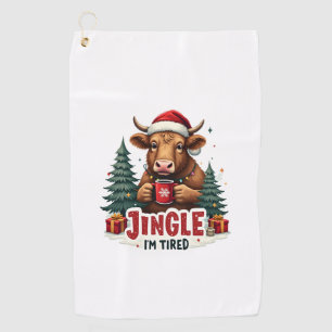 Funny Christmas Highland Cow Vintage Holiday Quote Golf Towel