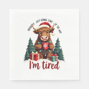 Funny Christmas Highland Cow Vintage Holiday Quote Napkin