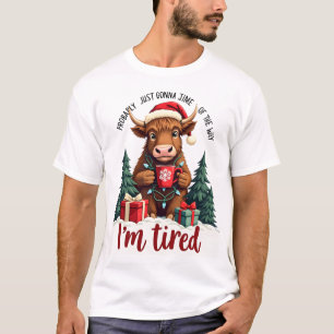 Funny Christmas Highland Cow Vintage Holiday Quote T-Shirt