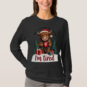 Funny Christmas Highland Cow Vintage Holiday Quote T-Shirt