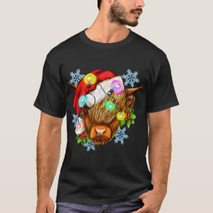 Funny Christmas Highland Cow, Western Christmas Li T-Shirt