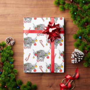 Funny Christmas Highland Cow Wrapping Paper
