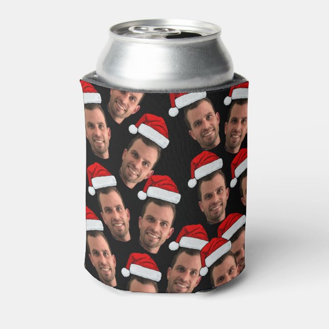 Funny Christmas Holiday Custom Face Unique Photo Can Cooler (Can Back)