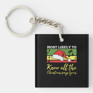 Funny Christmas Holiday Music Key Ring