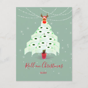 Funny Christmas Holiday Toilet Tree Lights Postcard
