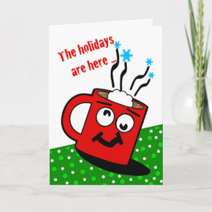Funny Christmas Holidays with Crazy Cup of Cocoa  Card
