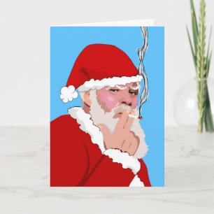 Funny Christmas, Holy Smoke, Santa with Cigarette Holiday Card