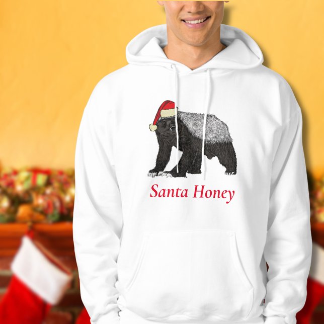 Funny Christmas Honey Badger Santa Honey Quote Hoodie (Funny Christmas honey badger Santa honey quote sweatshirt )