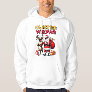 Funny Christmas Hoodie - Gangster Wrapper Santa