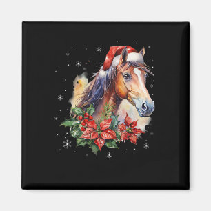 Funny Christmas Horse Santa Hat Animal Equestrian Magnet