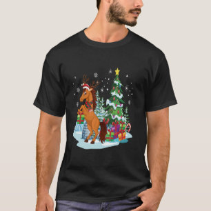 Funny Christmas Horse Santa Xmas Family Pyjamas Fu T-Shirt