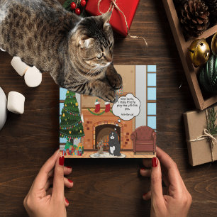 Funny Christmas Humour Bah Hum Cat Holiday Postcar
