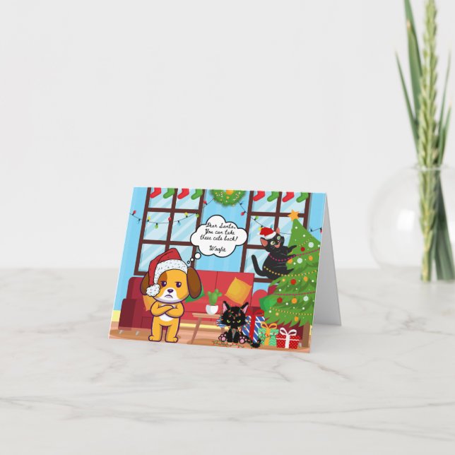 Funny Christmas Humour Bah Hum Dog Holiday Card (Front)