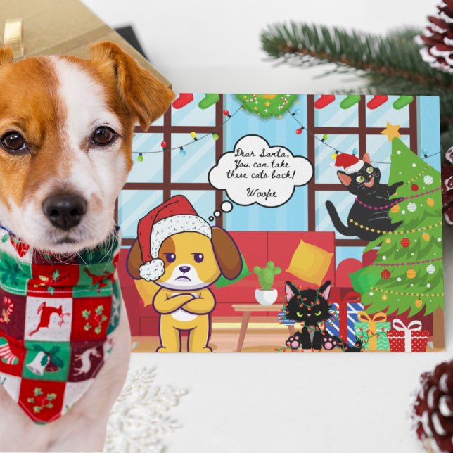 Funny Christmas Humour Bah Hum Dog Holiday Postcard (Creator Uploaded)