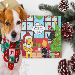 Funny Christmas Humour Bah Hum Dog Holiday Postcard