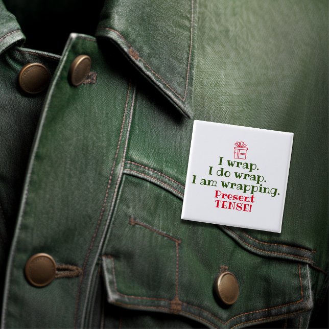 Funny Christmas Humour | Grammar Pun 15 Cm Square Badge (Funny Christmas Humor | Grammar Pun Button)