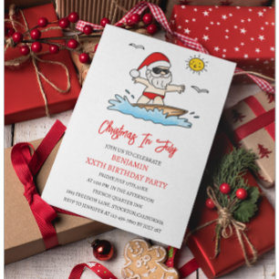 Funny Christmas In July Birthday Party  Invitation