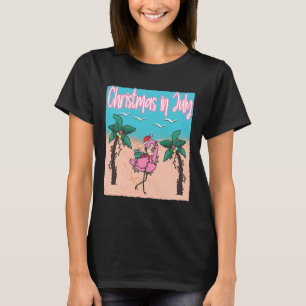 Funny Christmas In July Flamingo Beach Christmas I T-Shirt