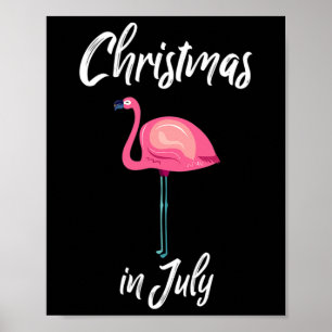 Funny Christmas In July Flamingo Summer Surf X-mas Poster
