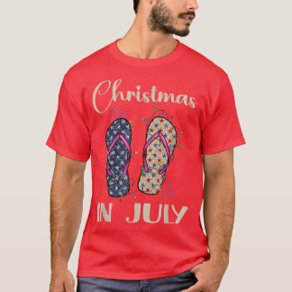 Funny Christmas In July Flip Flops Santa Summer Be T-Shirt