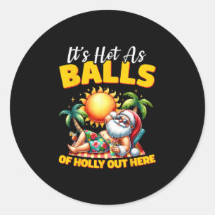 Funny Christmas In July Hawaii Santa Beach Summer  Classic Round Sticker