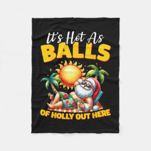 Funny Christmas In July Hawaii Santa Beach Summer  Fleece Blanket